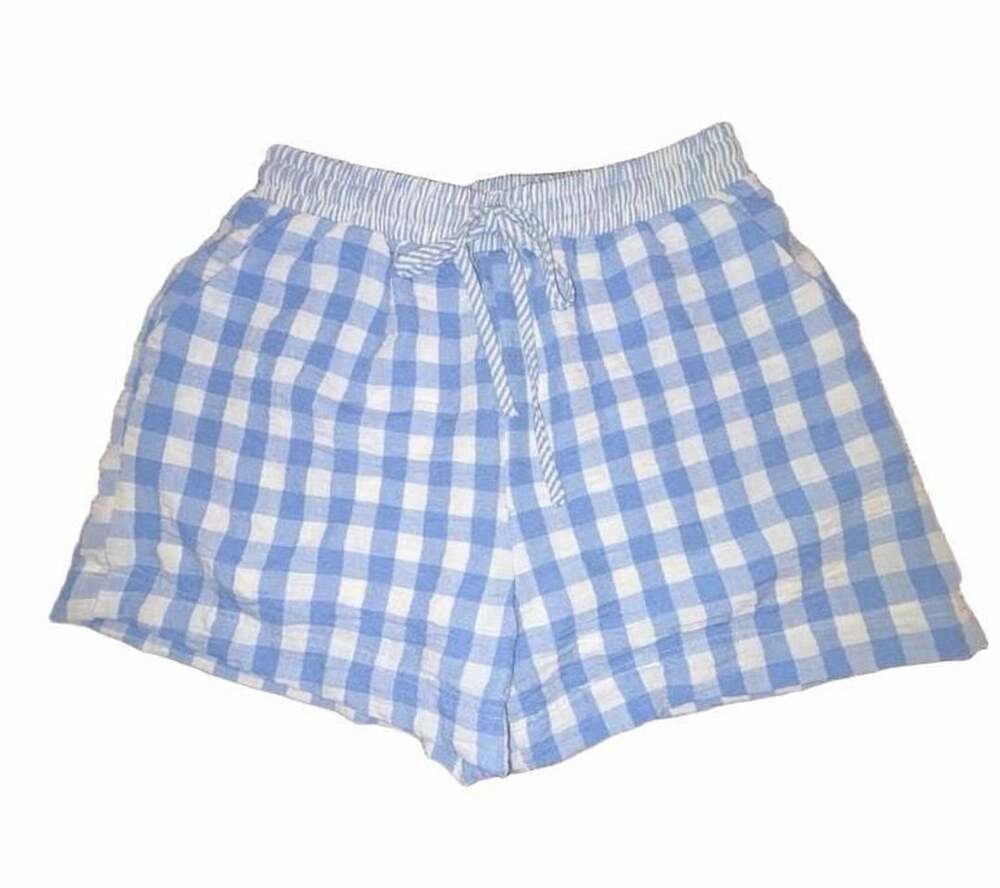 New In Rule Blue Gingham Lounge Shorts Size M Drawstring Summer